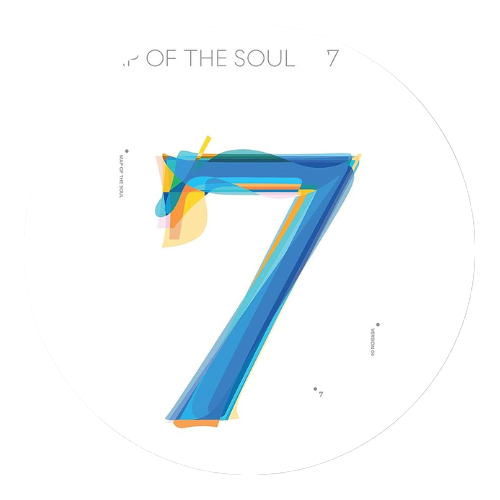 round image of map of the soul seven album in pink border