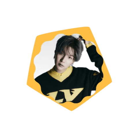 funky photo of min yoongi in a yellow frame