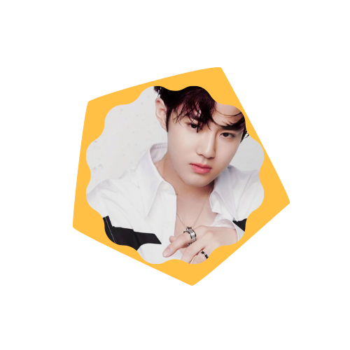 funky photo of kim suho in a yellow frame