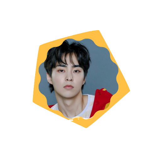 funky photo of xiumin in a yellow frame