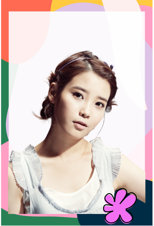 group photo of iu in a customize frame