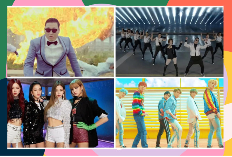 photo of most popular  kpop music videos in a funky frame